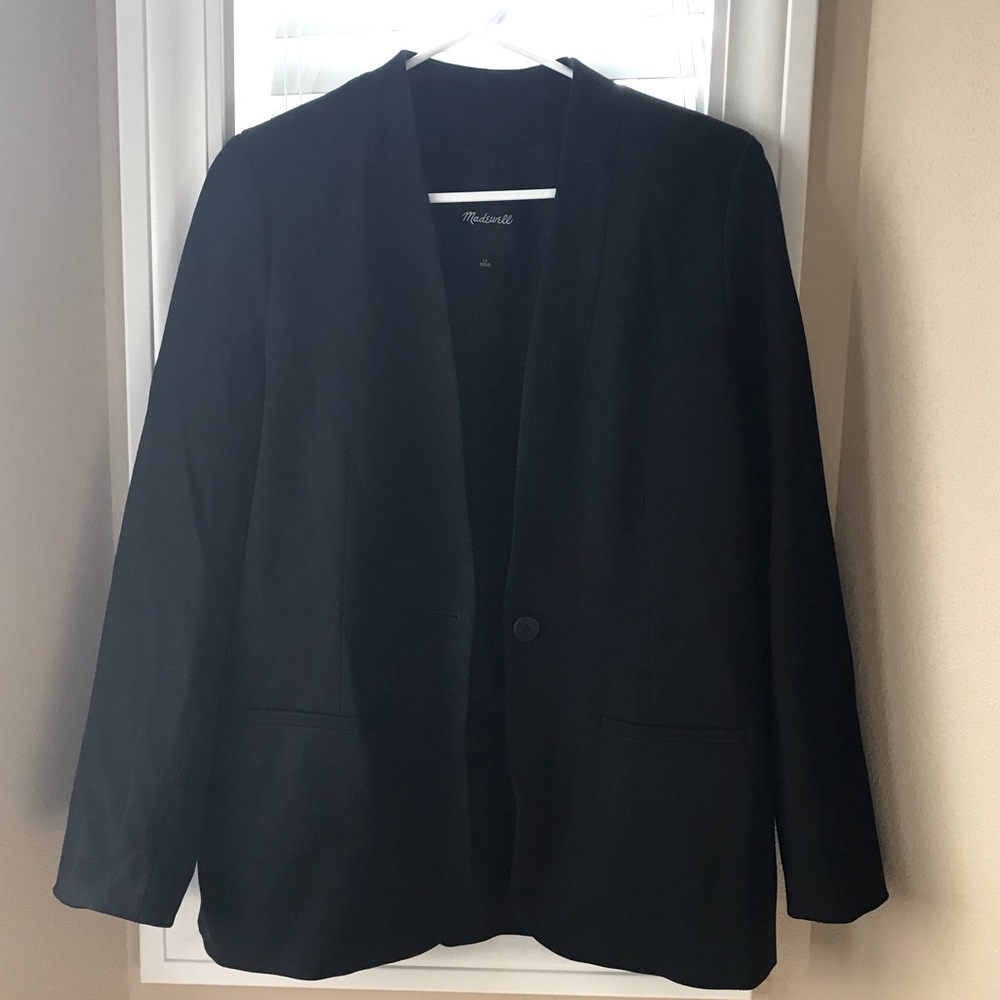 Madewell collarless single button blazer